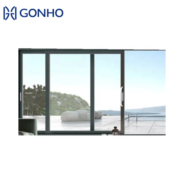 Gonho cheap wholesale argon gas fills waterproof cavity timber pocket door sliding track giant sliding door