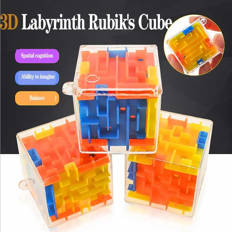 Оптовая цена 4 см мини-Цветной 3D лабиринт кубик креативная игра с шаром детская головоломка забавная игрушка