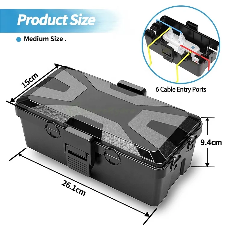 High Quality Medium Size 6 Cable Entry Ports Electrical Junction Box Electrical Connection Box for Home Garden