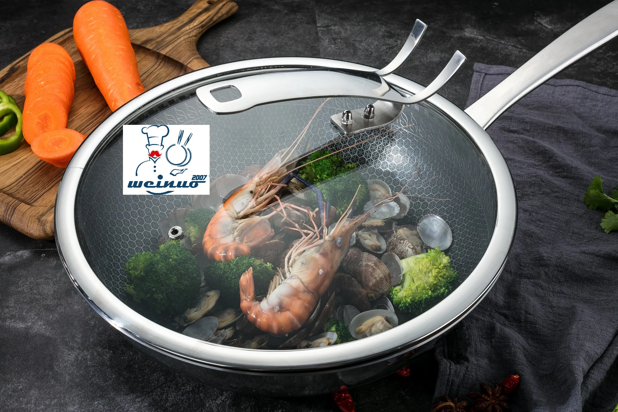 Hot sell 304 Stainless Steel  Non-stick Wok