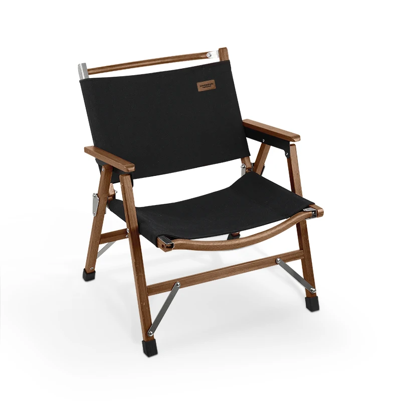 KingGear Outdoor Garden Customizable Canvas Portable Teak Beech Kermit Chair Foldable Wood Folding Camping Chair