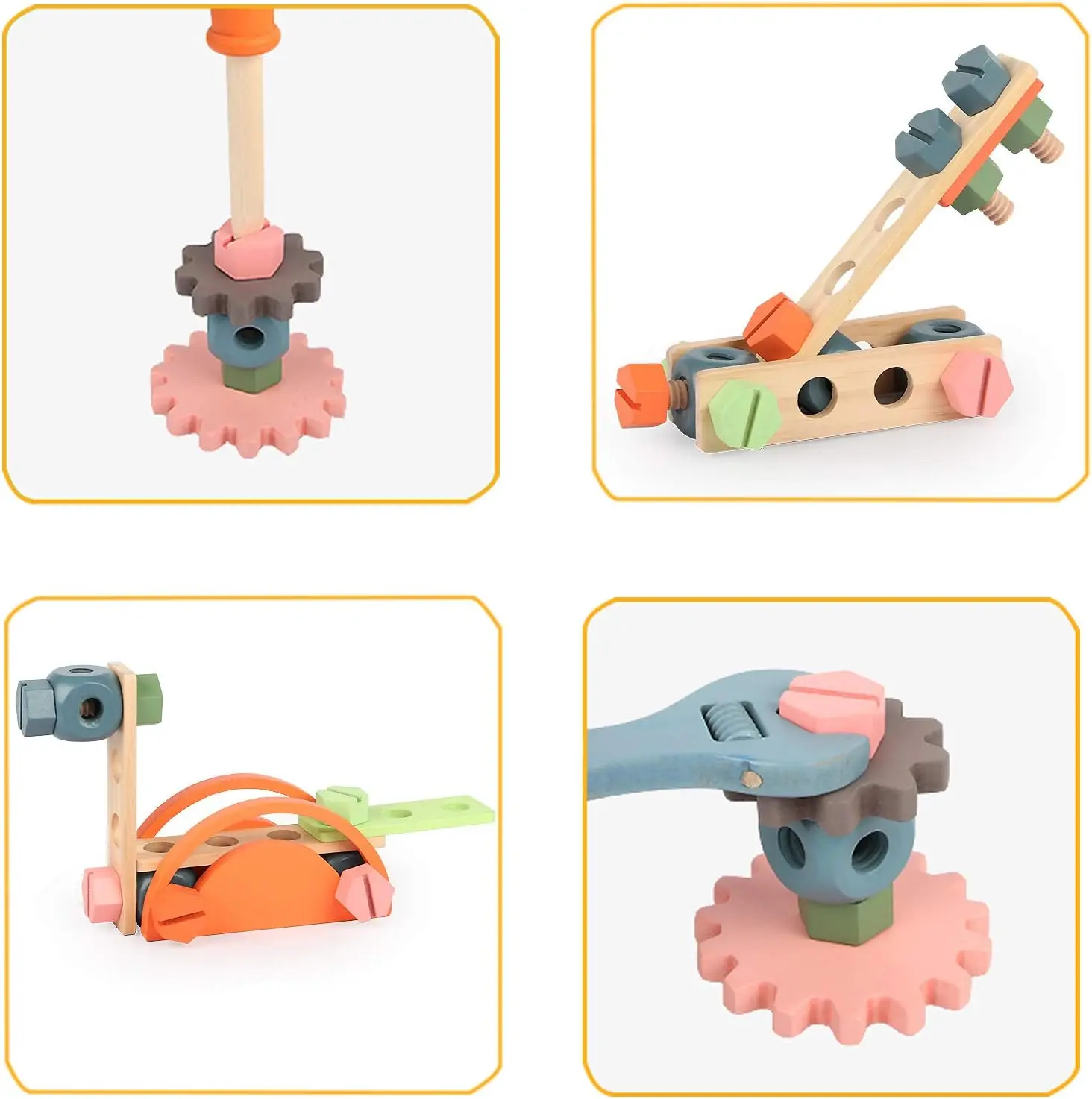 Wooden Tool Toy Toolbox Toddler Educational Construction Kids Toys Play Accessories Set Creative Gift for Up Boys Girls