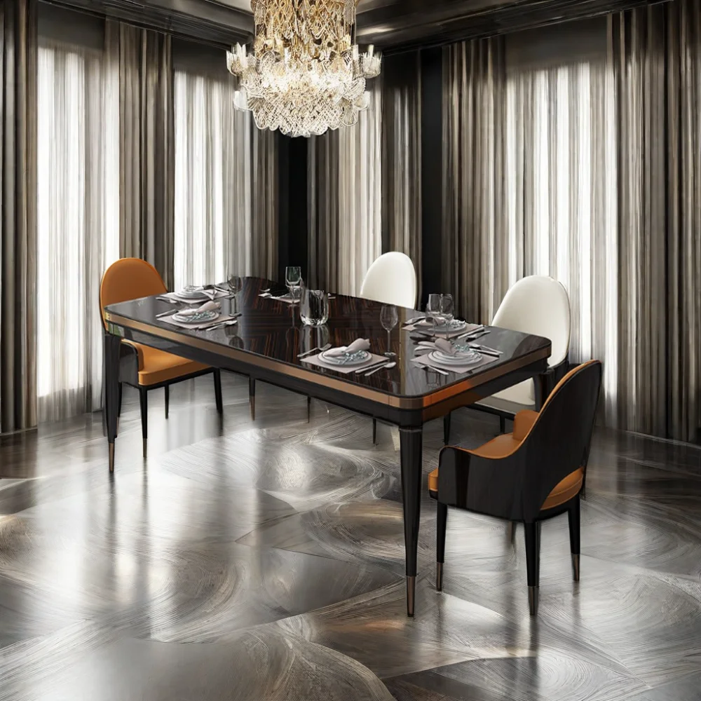 2024 hot sell website new design transformable live edge gold dining room table set cost 12 seater dining table