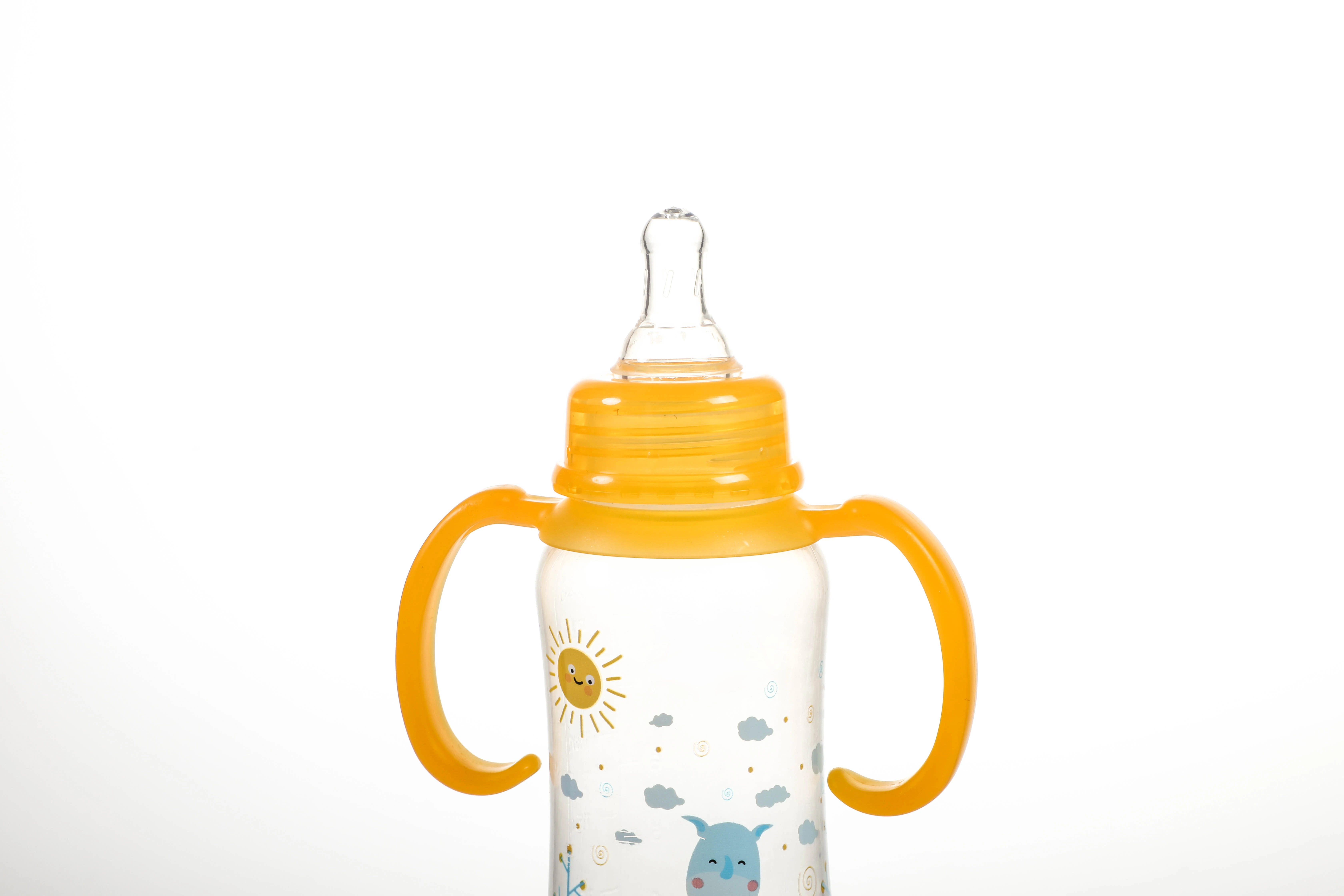 Wholesale Custom  BPA Free Food Grade PP Milk Bottle Hands Free 250ML 8OZ Silicone Nipple Baby Feeding Bottle For Drinking