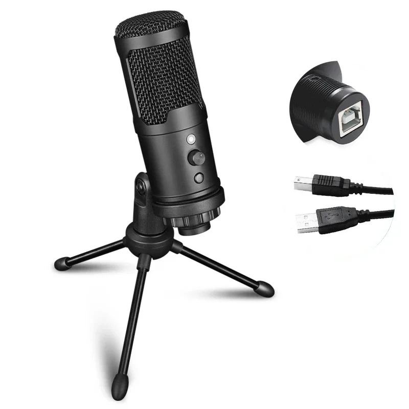 Wholesale Portable Desktop USB Condenser Noise Cancelling Computer Microphone Studio Gaming Recording Mic For Pc With Mic Stand