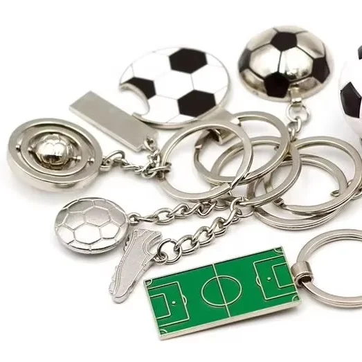 Customised sports ball keychain Alloy rotating 3d mini football toy Personalised keychain Customised metal keychain