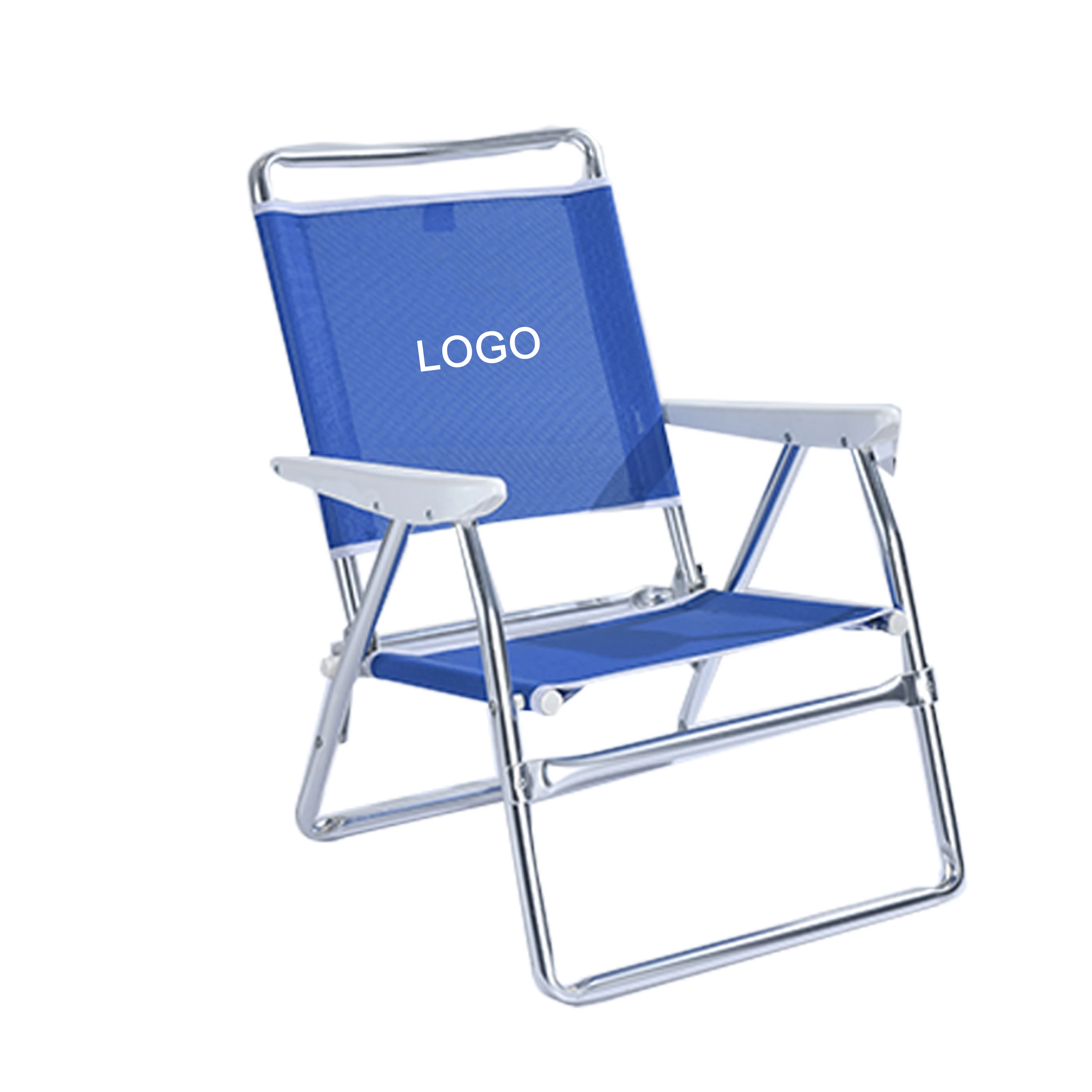 1pc Customized Logo Aluminum Portable Camping Chair Folding Chair Mediterranean Camping Blue Beach Chair Foldable