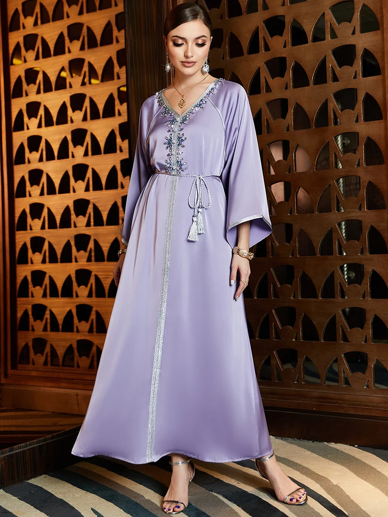 Middle East Latest Elegant Muslim Evening Dresses fashion modest Arab Dubai rhinestones muslim women dress