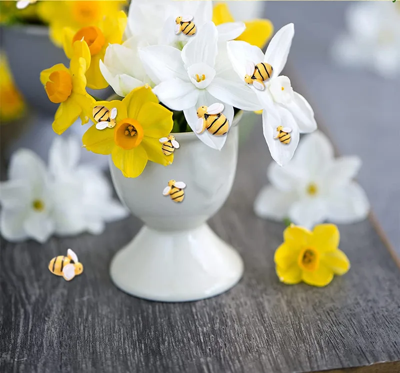 40 Pieces Tiny Resin Garden Bumblebees Embellishment Bee Decors with Box,  for DIY Crafts Scrapbooking Party Home Decor