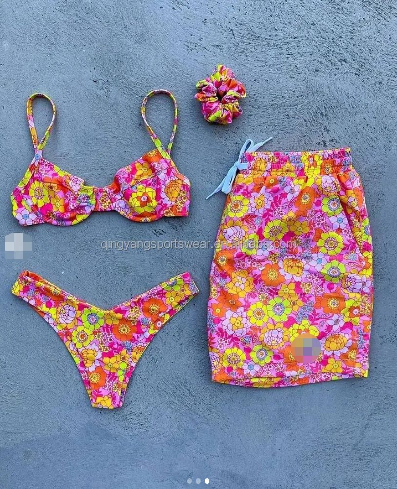 Polyester fabric custom mini micro bikini printed swimwear mens shorts