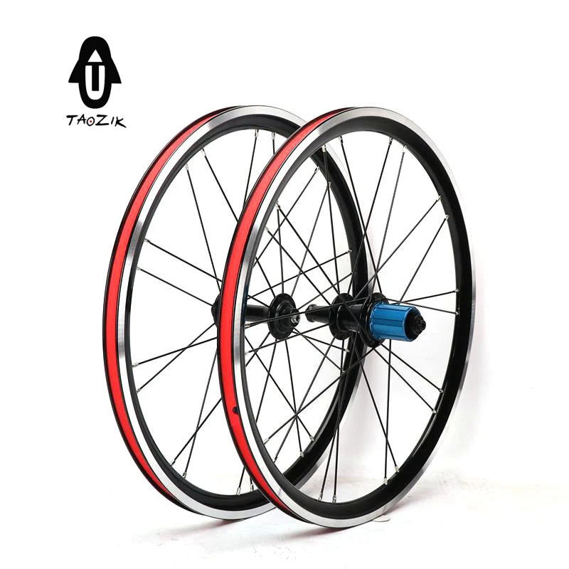 TAOZIK 20 inch 406V 74-100-130 mm 4 Sealed bearings CNC Alloy Stainless steel Spoke Road Bicycle Wheel Set