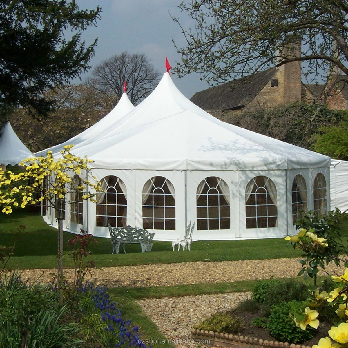 Custom Ridge Tent aluminium Alloys Flexible Pole B1 grade Fire resistance White Big outdoor circus tent For Sale , Arabic Tent C