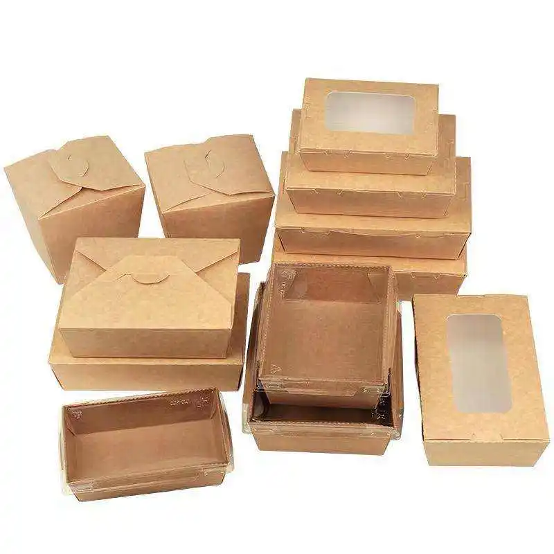 Wholesale Disposable Tableware Food Grade Takeaway Packing Kraft Lunch Box Food Containersalad For Barbecue Fried Chicken