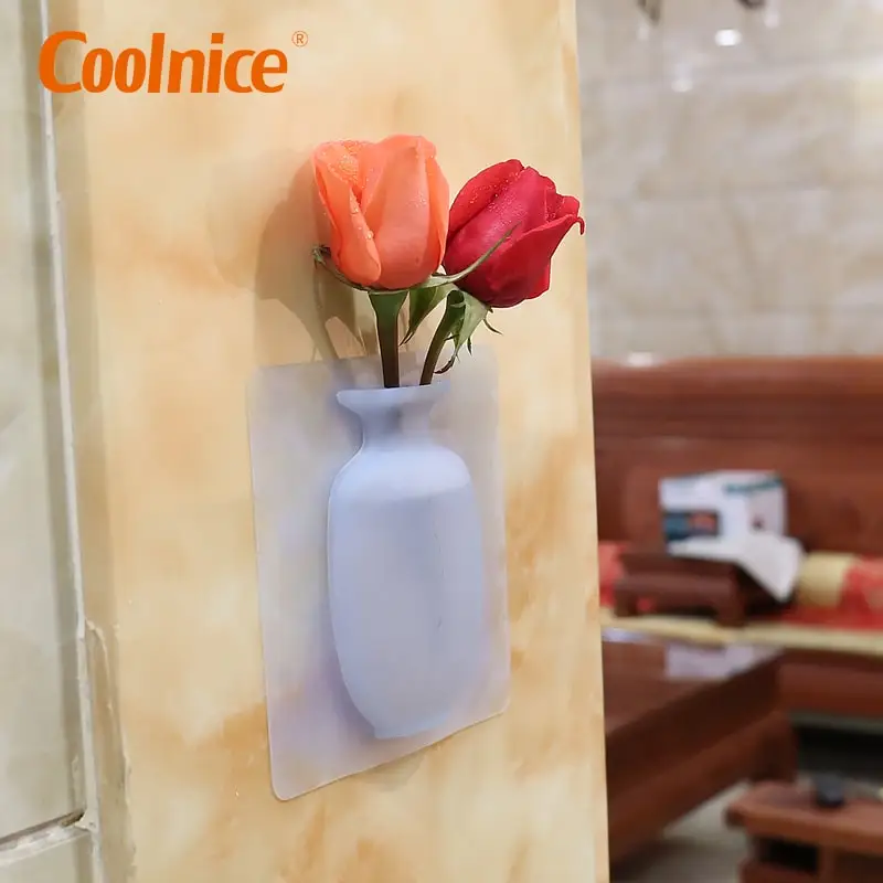 Coolnice antigravity Sticky Vase Removable Silicone Magic Vase  Decoration for House Restaurant on Wall