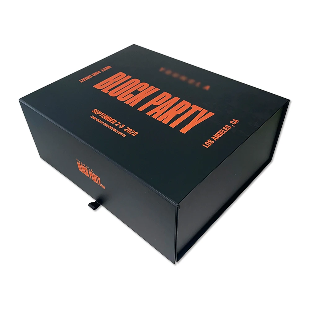 Custom Flip Lid Rigid Magnetic Closure Gift Box Packaging Large Luxury Foldable Black Magnetic Gift Box