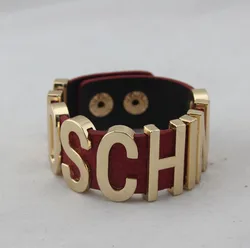 Hot selling exaggerated letter PU leather alloy bracelets for men