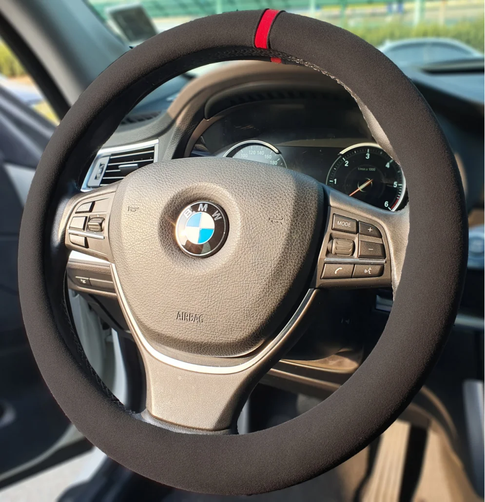 New Type Popular Suede Leather Car Steering Wheel Cover Fits Most Cars