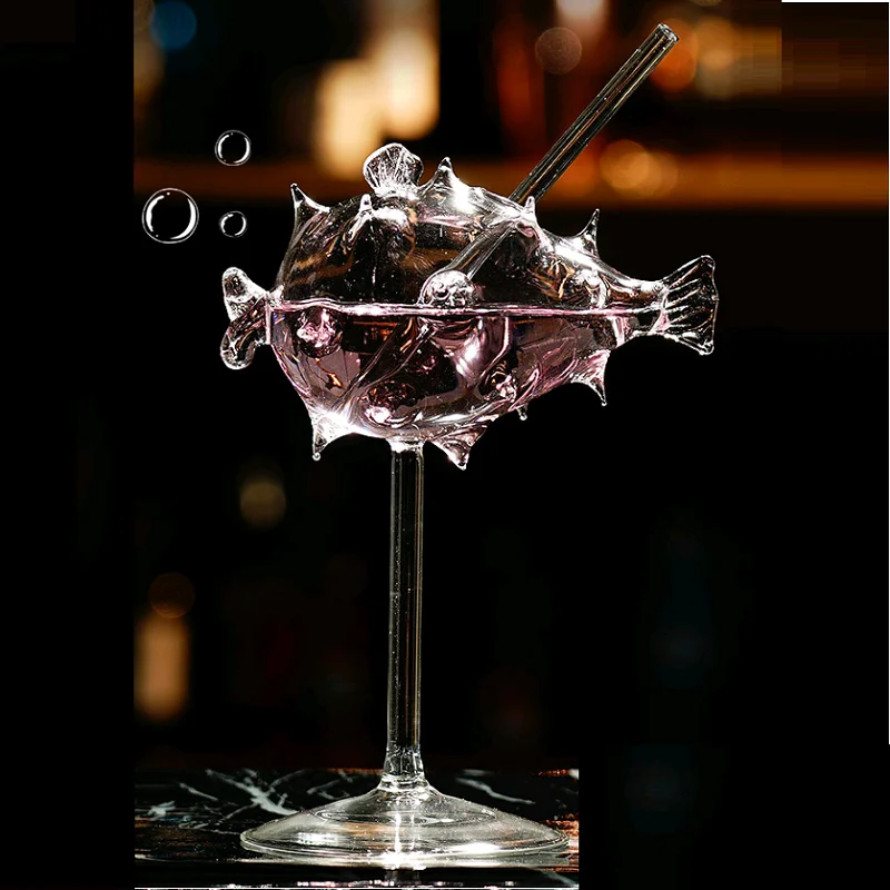 200ML Unique Octopus  Pufferfish Shaped  Martini  Wine Cocktail Glass for Bar
