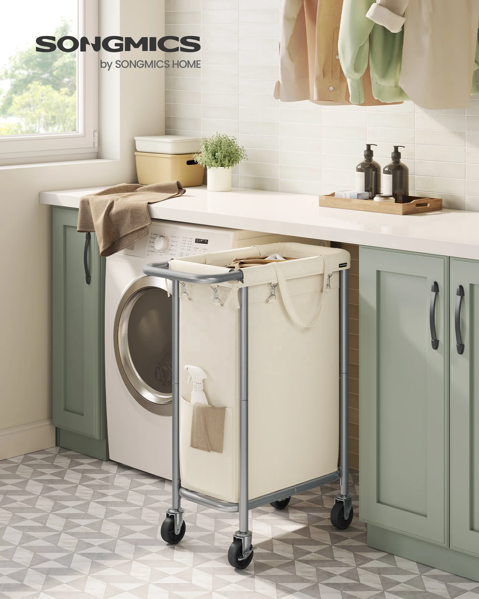 SONGMICS Laundry Hamper Basket Sorter Cart with Removable Laundry Bags rolling Laundry Basket