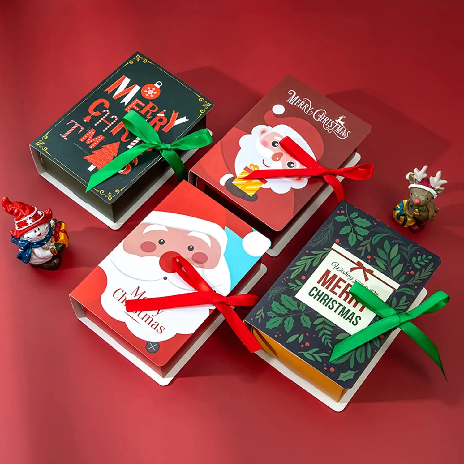 Red Custom Eco Friendly Christmas Holiday Gift Box 2024 Tiktok Trend Christmas Eve Cardboard Package for Candy and Cookie