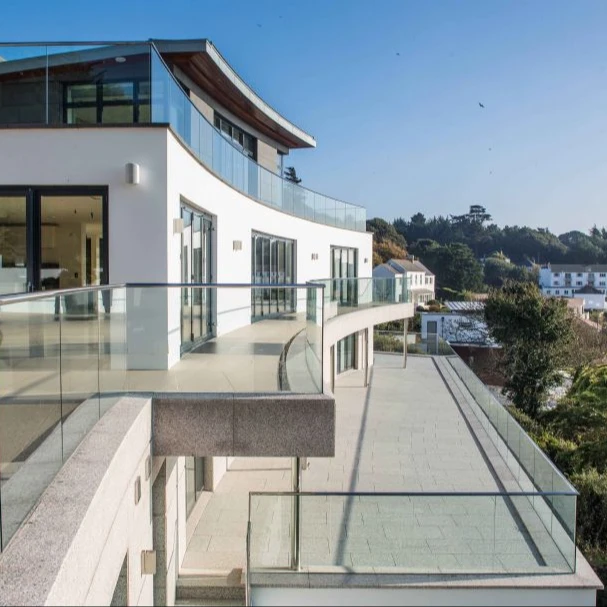 Frameless front porch glass railing u channel aluminium density toughened glass railing