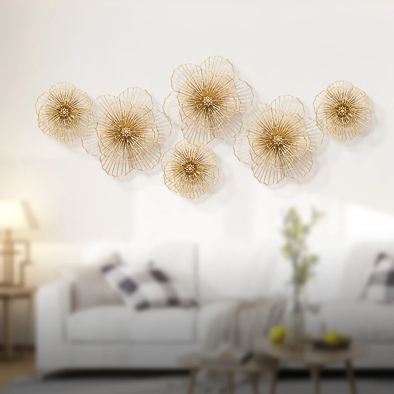 Небольшое металлическое украшение для стен с вырезами и цветами художественное Золотое интерьерное современный роскошный домашний Настенный декор