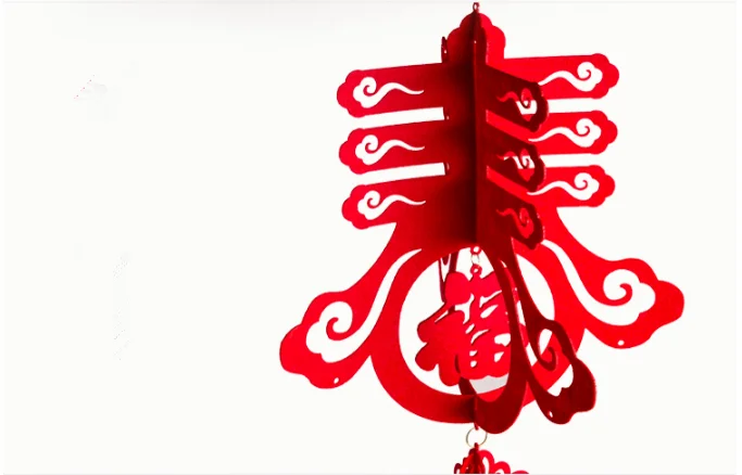 Chinese Style New Year Spring Festival Felt Cloth Festive Lanterns Decorations 3D Blessing Knot Flower Fortune Hanging