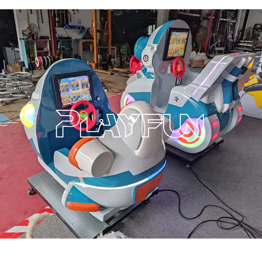 Playfun coin operated arcade kids small machine ride on cars tank swing game machines fiberglass child 3D video games