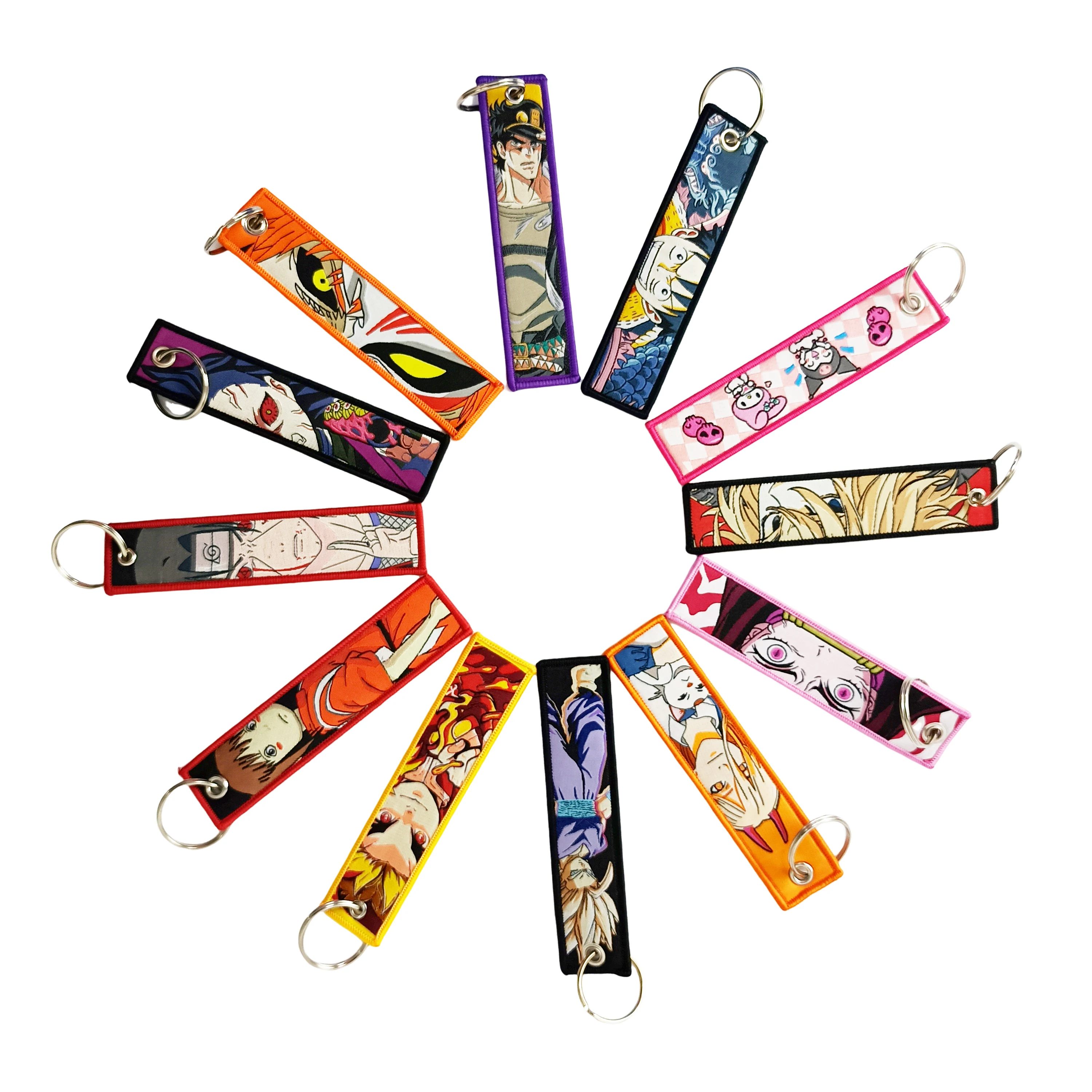 Wholesale 300 Design Jet Key chain Custom Logo Anime Key chain Motorcycle Car Demon Slayer Embroidery Keychain