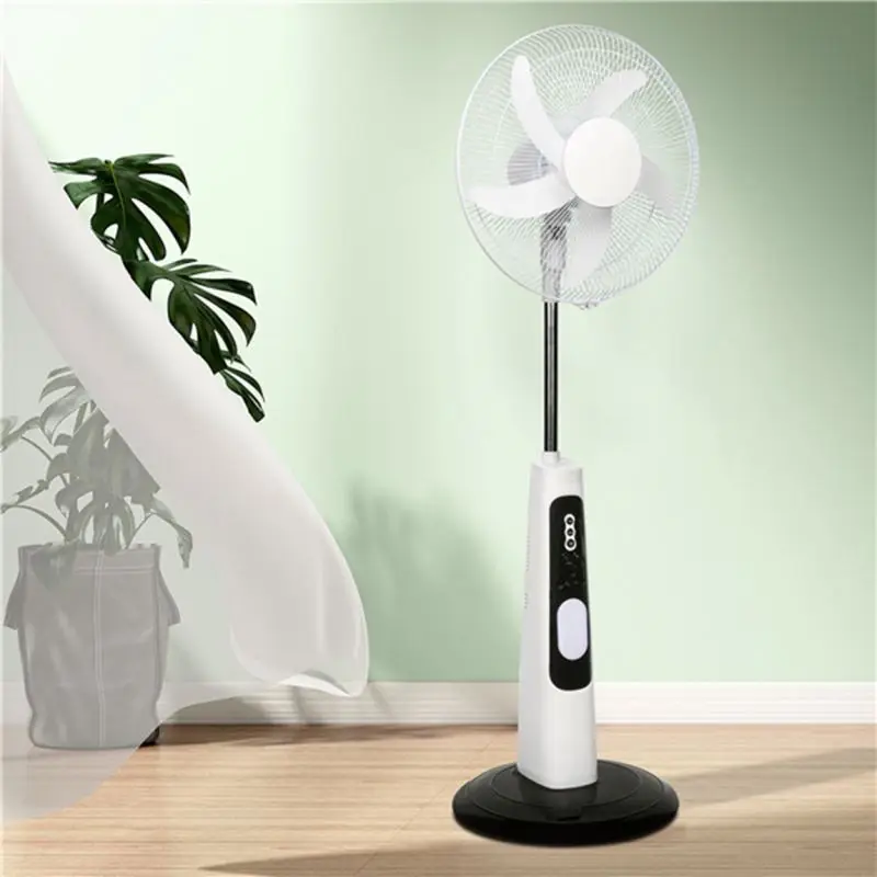 18 Inch AC DC, Rechargeable electric 12V DC Solar Powered Stand Fan with 24 LED Light and solar panel 2 bulb/