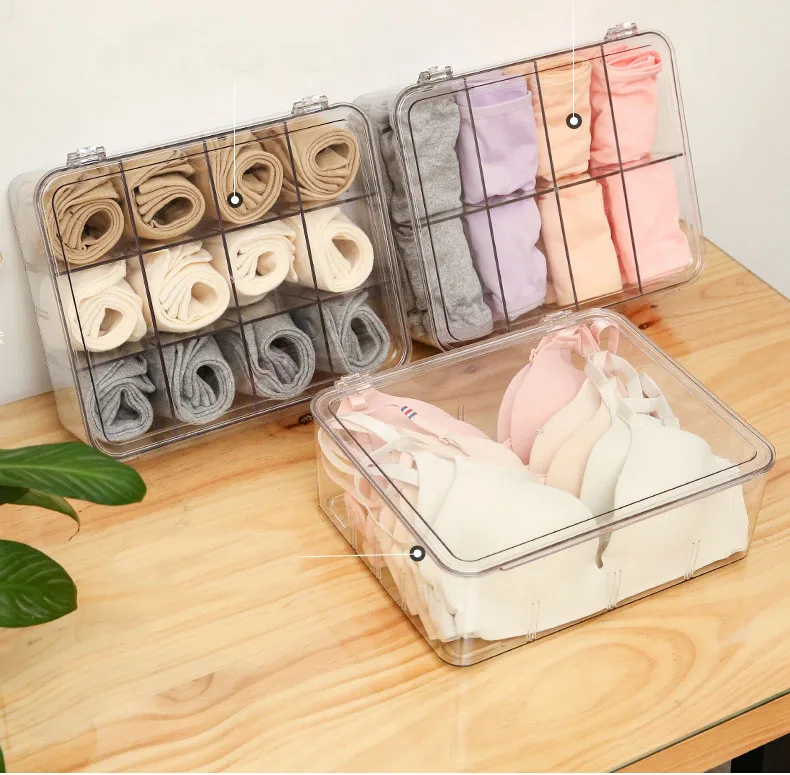 Underwear storage box bra panties socks plastic storage box compartmentalized storage box with lid