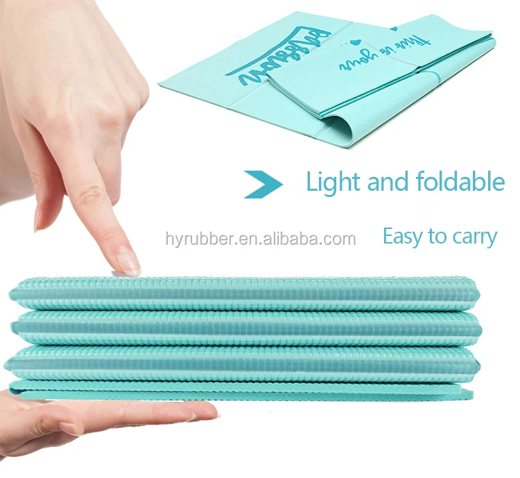 Good Price Position Line Foldable Folding 4mm Printed Anti Slip Pvc Foldable Travel Yoga Mats Custom Bag