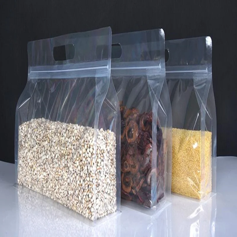 
Food Grade Wholesale Flat Bottom Stand up Transparent Zipper Pouch 