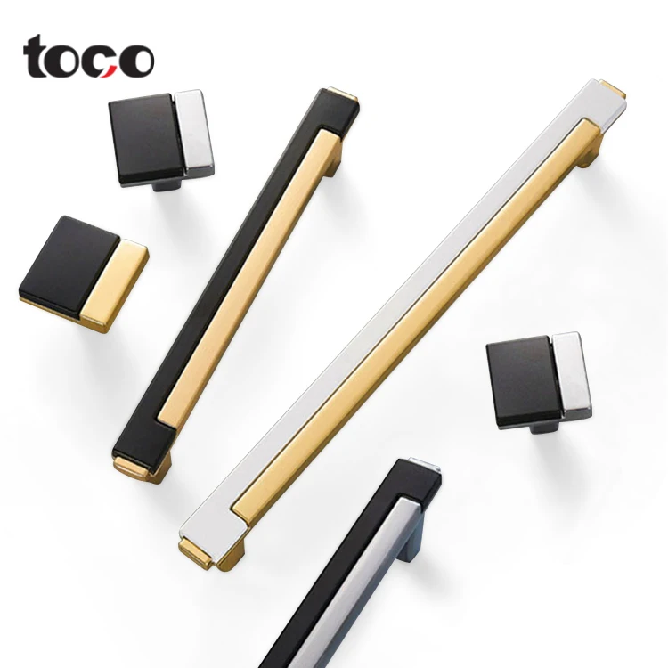 Toco morden cabinet hardware solid handle ZINC furniture door handle drawer pull and knobs