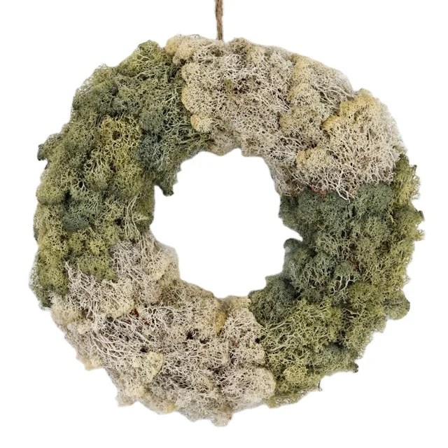 New design two colors spliced moss wreaths grayish green preserved moss garland natural moss wreath