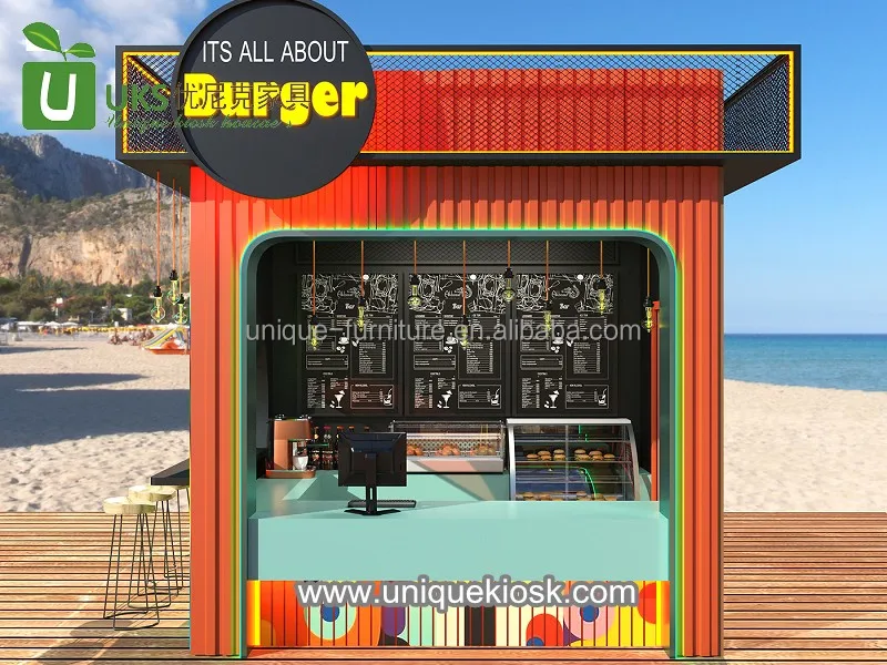 Modern Burger Booth Design Retail Bread Stand Popular Cupcake Stall Useful Beverage Cabinet for Sale