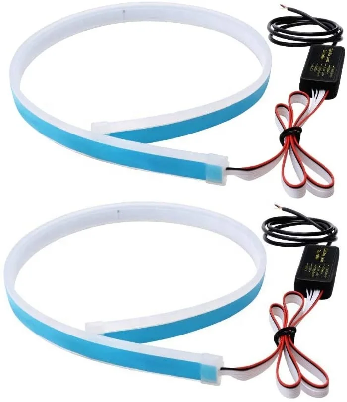 Sedan White Amber Car LED Flexible Headlight Strip Sequential Flowing Daytime Running LED DRL Lights for car