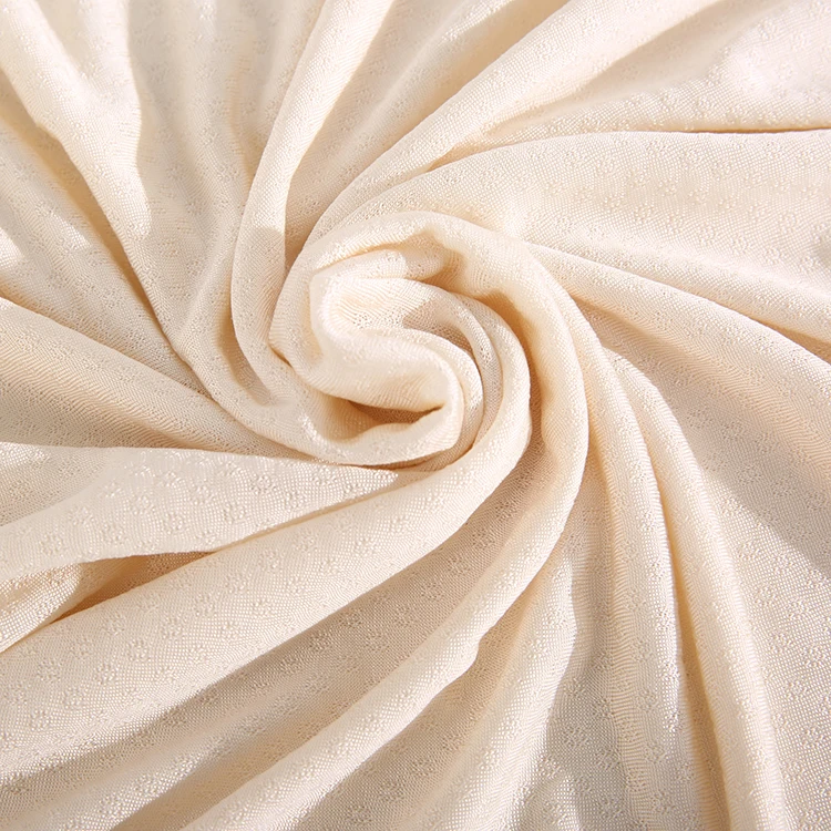 
 85G/M2 White silk single jacquard silk jersey knit fabric for Sleepwear  