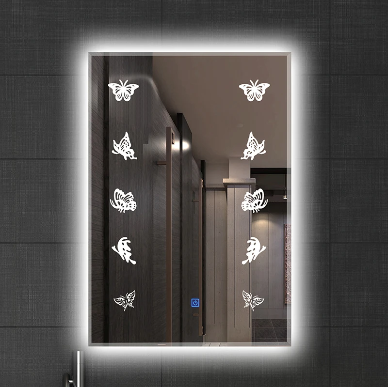 Custom New Design Decorative Hotel Shower Bath Bathroom Smart Anti-fog Frameless Mirror Led Mirror