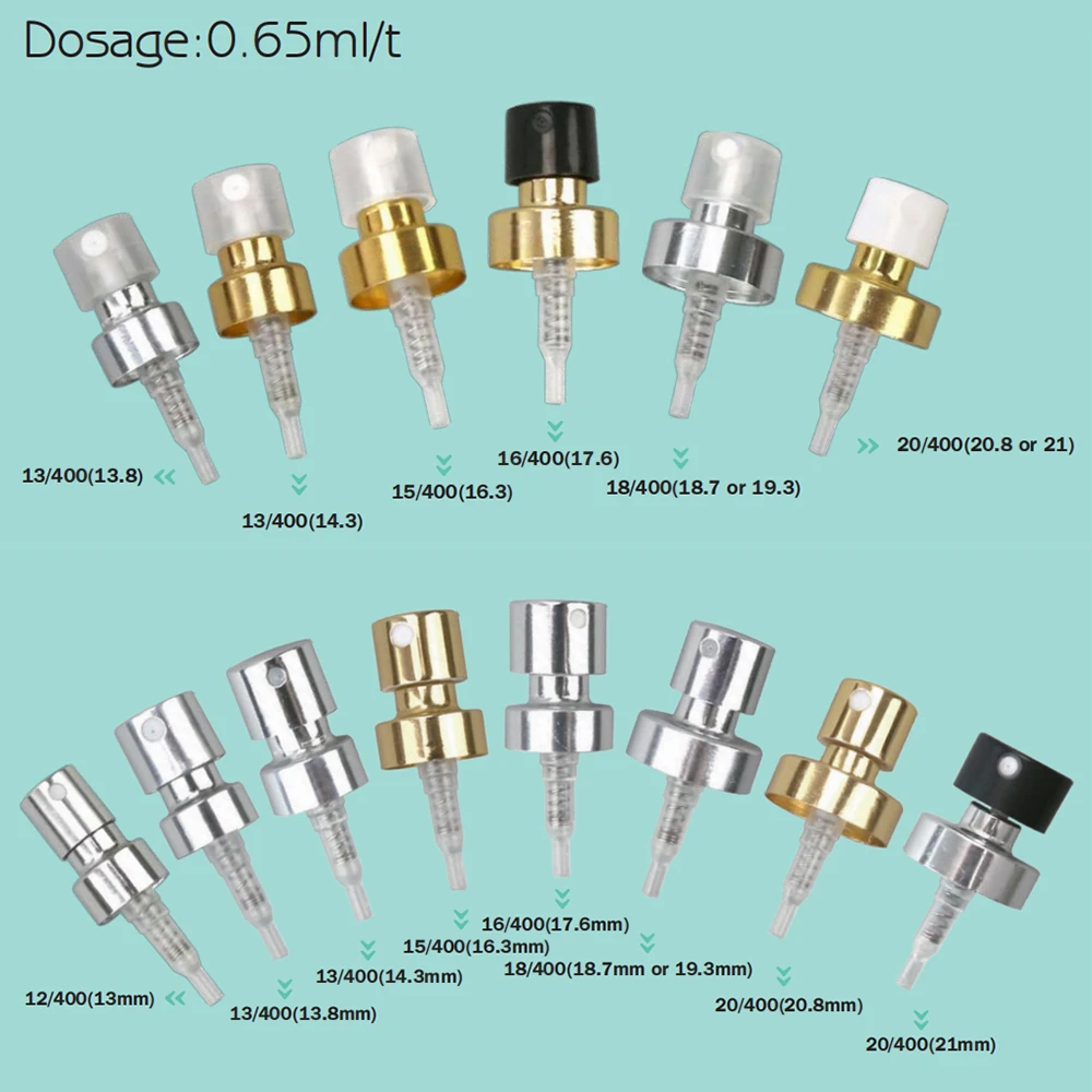 wholesale Customize 12 13 15 16 18 20 Various Color Aluminum Lock crimp Spray Pump with Flip Top Cap for liquid