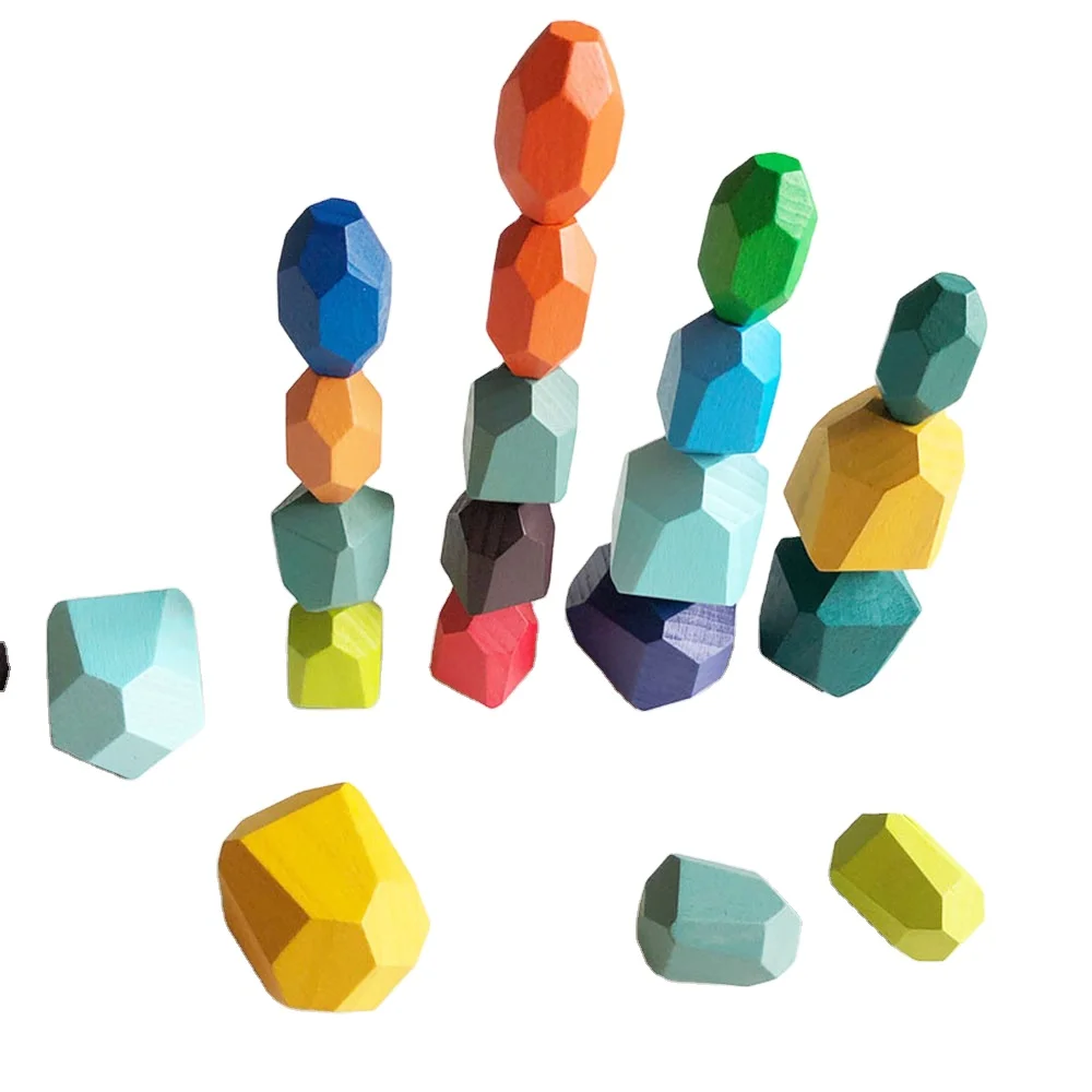 Montessori Educational Toys Children Early Education Toys Colorful Wooden building blocks Stacking Stone Toys Manufacturers