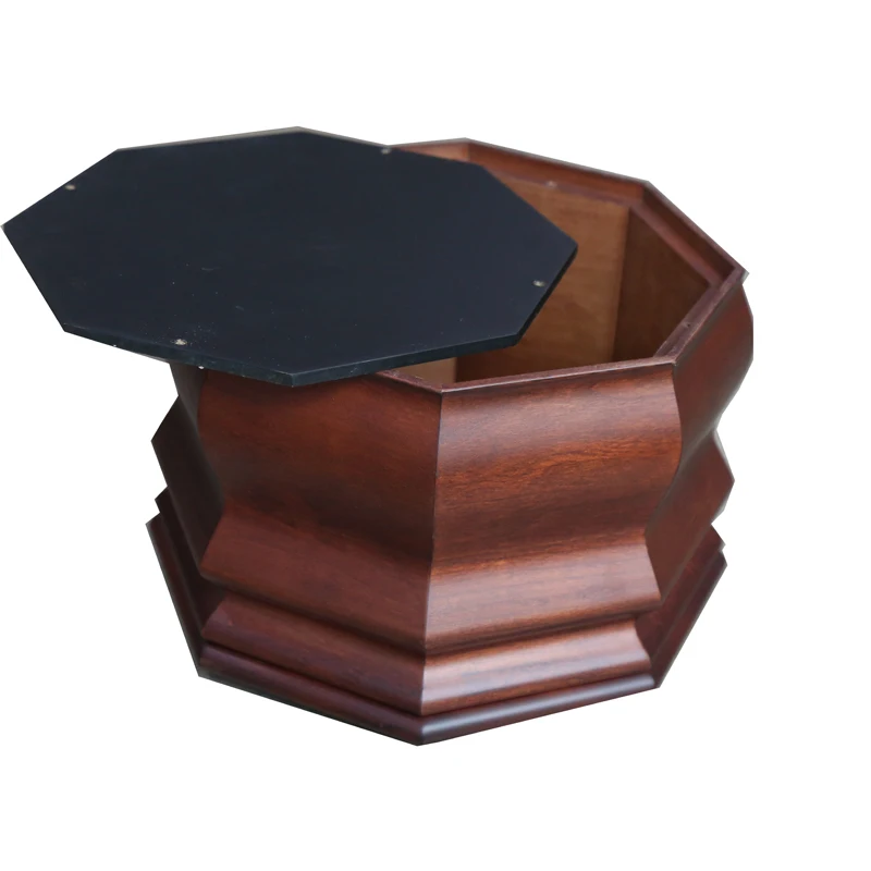 
Factory custom hexagon design cherry solid wood cremation urns 