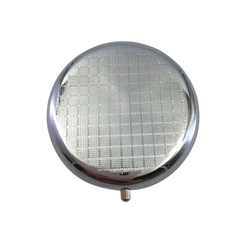 Elegant Round Pill Box Case for Purse Pocket,Portable Metal Medicine Tablet Holder Organizer Container with 3 Compartments