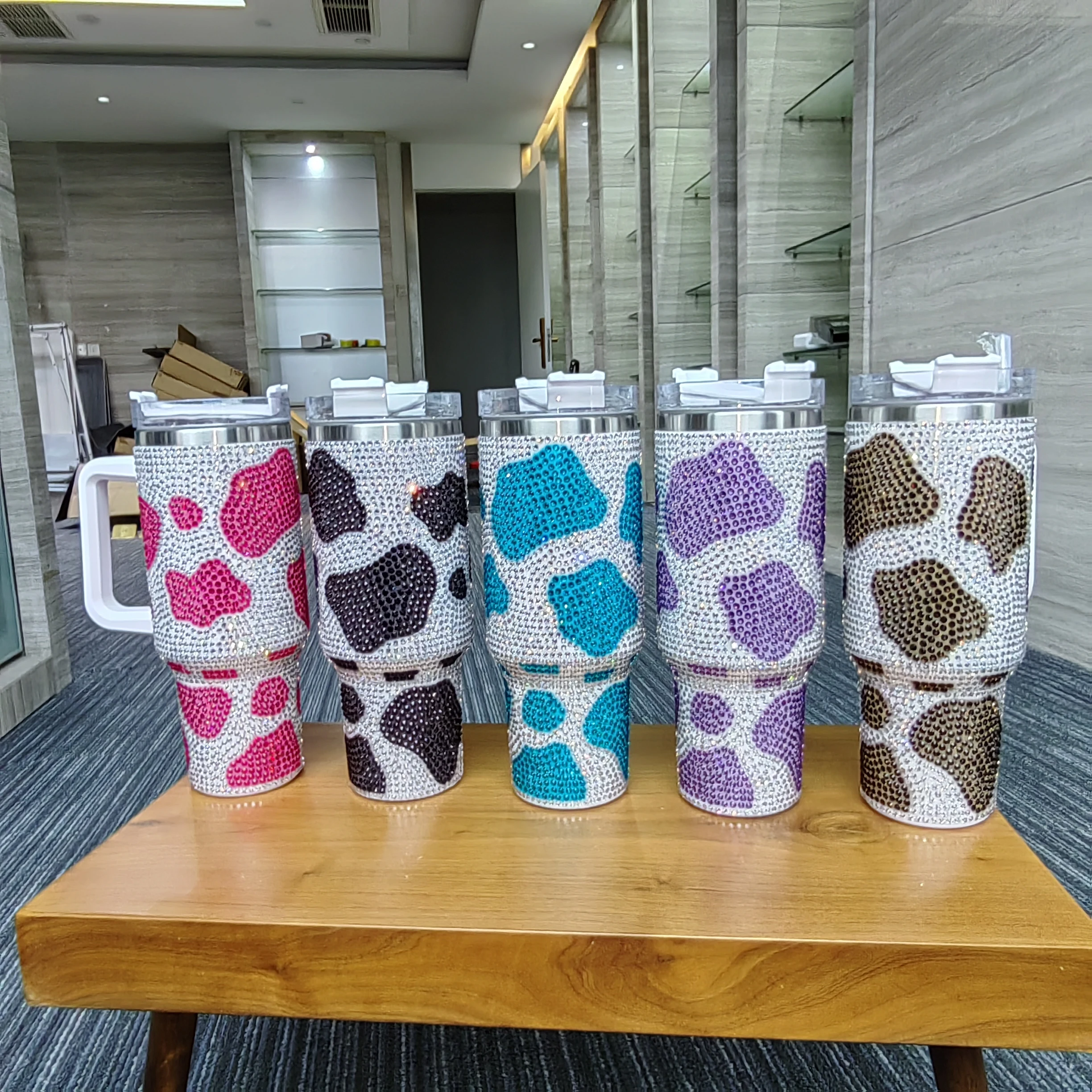 40oz insulated tumbler with straw 40 ounce rhinestone tumbler with handle cow print tumbler cup