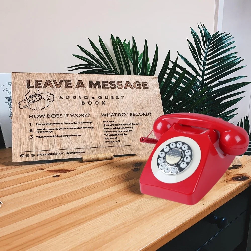 Mufeng Wedding Audio Guest Book Voice Message Recording Telephone Plug and Use for Photo Decoration Party Wedding Exhibition