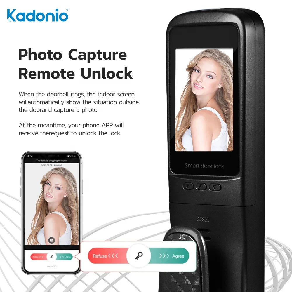 Kadonio Automatic Biometric Face Recognition Fingerprint Password Apartment Room Smart Door Lock