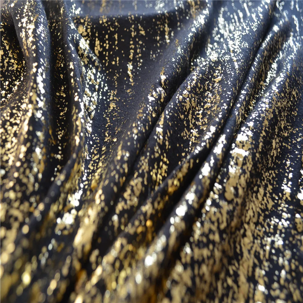 
viscose spandex MVS foil print single jersey knitted fabric for ladies fashion 