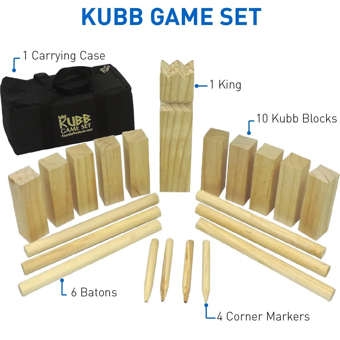 KUBB set KING games playing in outdoor