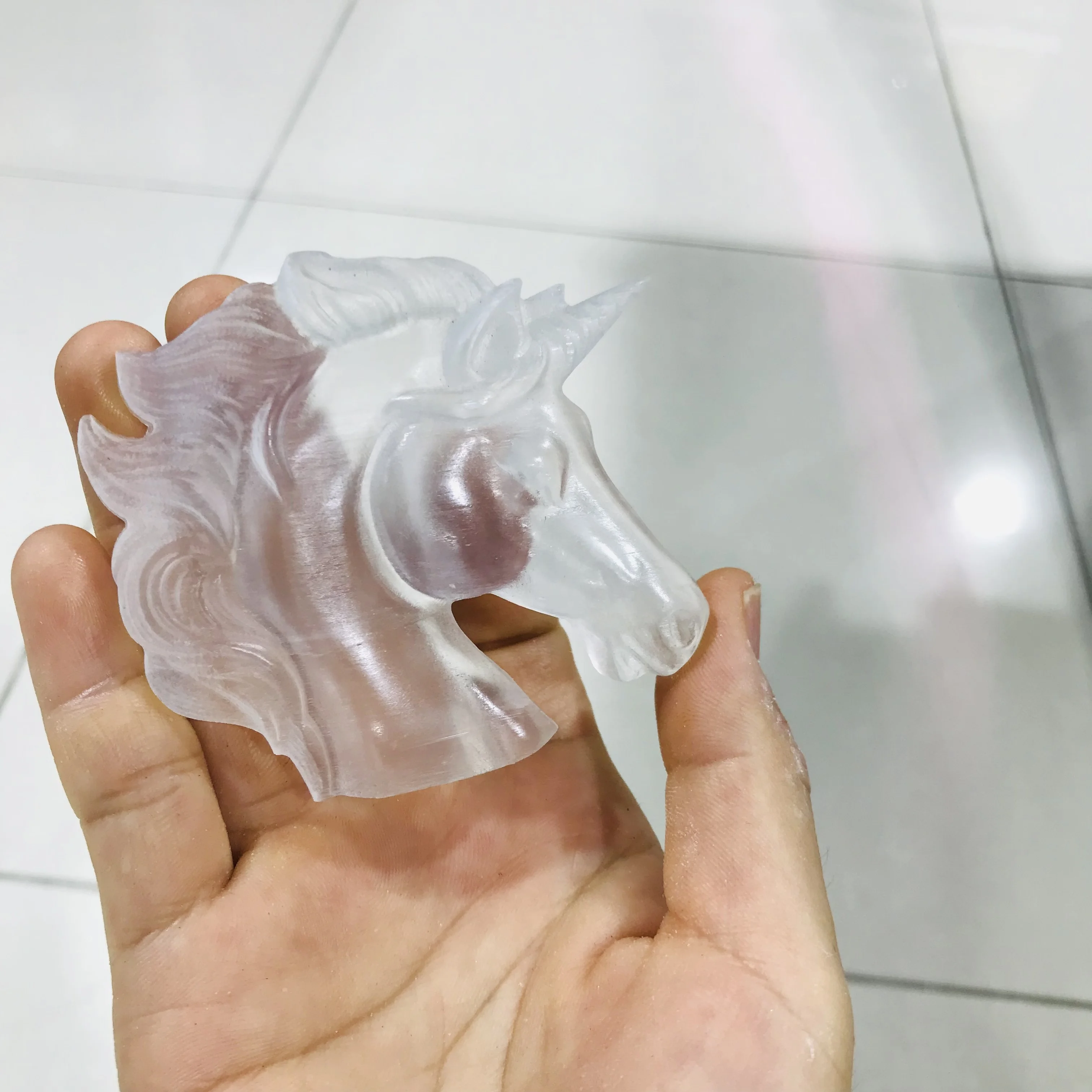 Wholesales Natural crystal crafts Selenite unicorn Carving Hand Carved Selenite dolphin For Decoration