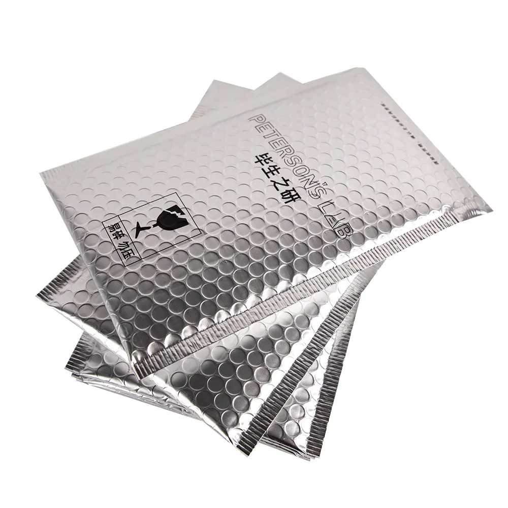 XCGS Hot Sale Custom Size Silver Metallic Bubble Mailer Matt Foil Self Seal Envelopes For Shipping